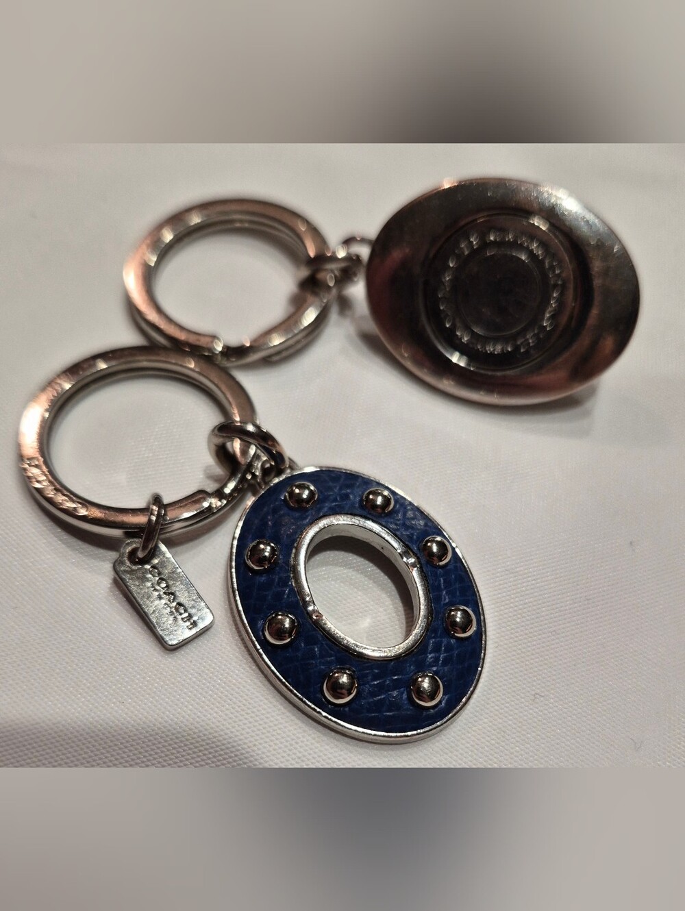 Coach Studded Leather Turnlock Keychain - Picture 3 of 10